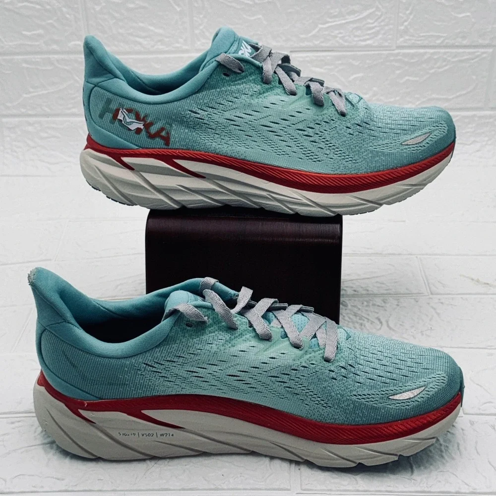 Hoka Clifton 8 Running Shoes Womens 10.5 Teal Blue Good Cushioned Sneakers